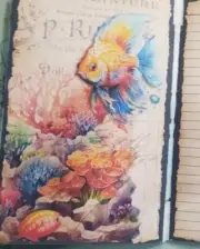 Junk Journal Booklet "UNDER THE SEA" HANDMADE Cards, Pockets, Ephemera + more!