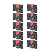 10PK Compatible with Brother P-Touch TZ-445 White on Red 0.7" Label Tape 18mm