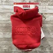 Dog KONG OuterWear Size XS Trim striped Fleece pull over Hoodie Red & White