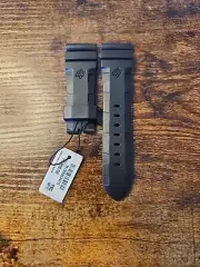 Panerai Watch 26/22mm Black OEM Accordeon Rubber Dive Strap for Tang Buckle