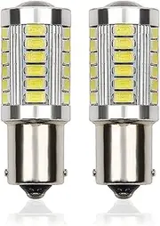 VINSPIRE P21w 1156 Ba15s LED Bulb 6000K White - 6W Super Bright 24-SMD 2835 Chipsets LED Light Bulbs for Car Backup Reverse Tail Turn Signal Brake Lights RV Interior Auto Lamps (2 Pack)