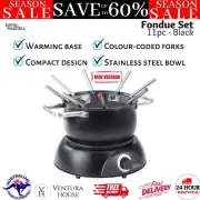 Davis & Waddell Electric Fondue Set 11Pcs Cheese Chocolate Fruit Dip Melting Pot