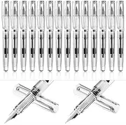 16 Pieces Fountain Pen Refillable Disposable Fountain Pens for Writing Fine Nib Signature Ink Pen Piston Filling Pen for Calligraphy Painting, Drawing, School, Scrapbook and Sketch(Clear Color)