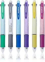 MROOFUL Multicolour Pens Pack of 6 0.5 mm 4-in-1 Retractable Gel Pens Multicoloured Ballpoint Pen Eraser Pens for Bro, School, Schler, Children, Gifts