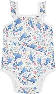 [FRODOTGV] Blue Cute Birds Baby Girl Cotton Bodysuit Soft Baby Toddler Clothing for Infant Toddlers 9M, Blue Cute Birds