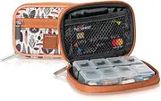 Made Easy Kit Pill Case - Fashionable Travel Medicine Box with Removable Seven-Day Vitamin & Supplement Organizer - Compact Dispenser in Pouch Holder with Zippered Front Pocket - Light Brown Woods