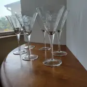 Colony Sandra Etched Floral Wine Glasses Set Of 6 Vintage