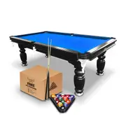 A Man & His Cave Classic 7ft Slate Pool/Billiards Table/Ball Set Black/Blue Felt