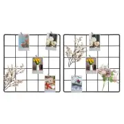 2Pcs Wire Wall Grid Panel, 10" x 10" Metal Photo Display Grid with Hook, Black