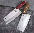 Cleaver Knife Forged Stainless Steel Full Tang Wood Handle Butcher Chef Slicing