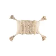 Maine & Crawford Burdette 50x30cm Cotton Macrame Cushion w/ Tassel - Cream