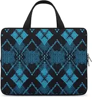 [FHPCE] Laptop Shoulder Bag Laptop Bag Computer Bag Blue Diamond Pattern Messenger Bag for Unisex, Blue Diamond Pattern, 10inch