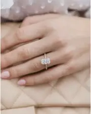 5.55ct moissanite radiant with round cut wedding ring