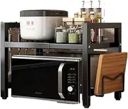Microwave Shelf， Microwave Stand Countertop Shelf, Shelf Heavy Duty with Cutting Boards Stands for Kitchen Shelves Counter Top Organizer, 6 Hooks
