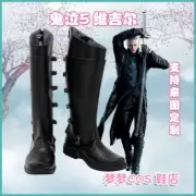 Game Devil May Cry 5 Vergil Dark Slayer Black Boots Men Cosplay Shoes Customized