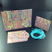 Rainbow Note Card Tag Mini Card Matching Set Envelope & String Labels Handmade