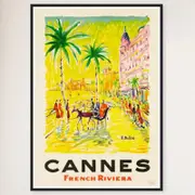 Galrie Cannes Vintage Travel Poster: Explore the Glamour of French Riviera Art Print, Black Frame, A0 84 x 119cm (33 x 47inch)