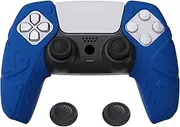 PlayVital Mecha Edition Blue Ergonomic Soft Controller Silicone Case Grips for ps5, Rubber Protector Skins with Thumbstick Caps for ps5 Controller – Compatible with Charging Station