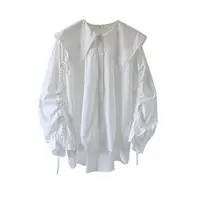 在飛比找蝦皮購物優惠-白襯衫女海軍領春夏新款長袖韓版寬鬆大翻領娃娃衫設計感襯衫