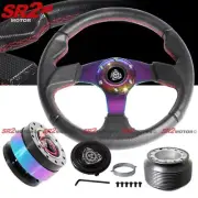 320mm Neo Chrome Steering Wheel Red Stitches + Hub + Quick Release RX7 RX8 Miata (for: Mazda)