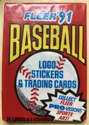 1991 Fleer Baseball Card Wax Pack Allan Anderson Twins Showing On Top