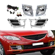 Front LED Fog Light Chrome Fog Lamp Cover Wiring Switch For Mazda 6 2009-2010