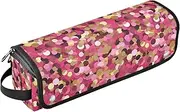 Pink Gold Fake Glitter 2-in-1 Curling Iron Travel Case with Iron Mat Waterproof Curling Iron Travel Case for Curling Iron Straightener Flat Hair Dryer, Portable Organizer que necesito para