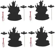 16 Sets Scratch Painting Makeup Mixing Mixing Rods Simple Puffs Halloween Mold Power Puff Girl Stickers Waterproof Puffs Halloween Decorations Indoor Swivel Lash Pad Paper Black