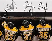 Ikonic Fotohaus Patrice Bergeron Brad Marchand David Pastrnak Bruins Signed Photo Autograph Print Wall Art Home Decor