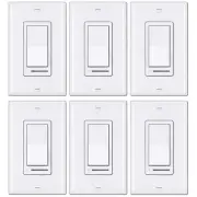 Smart Rocker Dimmer 6 Pack – Adjustable for LED and Incandescent Bulbs, White