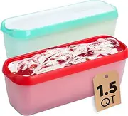 MOTYYA 2 Pack Ice Cream Containers with Lids, 1.5 Quarts Reusable Homemade Long Ice Cream Tubs, Freezer Storage Container Perfect for Sorbet, Frozen Yogurt and Gelato