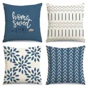 Throw Pillow Covers 18x18 Set of 4,Decorative 18" x 18" (Pack of 4) Blue