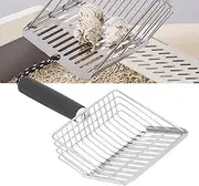 Cat Litter Scoop, Removable Handle 304 Stainless Steel Fast Filtration Cat Litter Shovel Litter Box Scooper, Fast Sifting Cat Litter Scoop for Cat Litter Box Cleaning (Black)