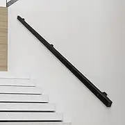 Wall Mounted Stairs Handrail Banister for Indoor Outdoor, Black Wrought Iron Stair Railing Non-Slip Industrial Hand Rails - 1m 2m 3m 3.5m 4m 4.5m 5m 6m(17ft/510cm)