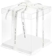 20 PCS 4/6/8/12inch Clear Treat Box Box Portable Cake Display Transparent Birthday Cake, Durable PET and White Card Material, Food-Safe and Easy to Clean