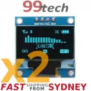 2x OLED Display 0.96" 128x64, Blue, I2C IIC, SSD1306, Arduino Raspb Pi, SYD