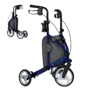 10” Deluxe OEM ELENKER 3 Wheel Rollator Walker Rolling Walking Medical Aid Blue