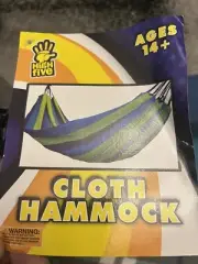 High Five Cloth Hammock 31” x 80” Tie Cords 2x109" w/Storage Bag - Blue/Green