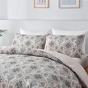 4PCS Quilt/Duvet Cover Flat Sheet Pillowcase Soft Microfiber Bedding Set (Beige, Double)