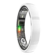 Smart Ring With Heart Rate Blood Oxygen Sleep & Sports Modes Size 10 White Activity Trackers