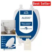 Alesio II Elongated Toilet Seat - Soft Close & Easy Clean - White Wood Elegance