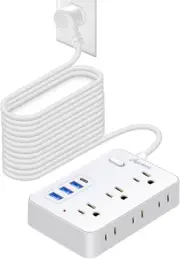 20FT Surge Protector Power Strip with 6 Outlets & 4 USB Ports(1 USB C) Flat Plug