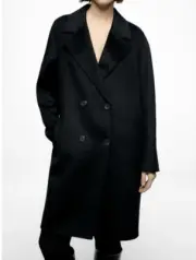 ZARA COAT MASCULINE WOOL BLEND BLACK SIZE XL NWT