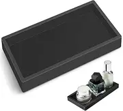 Bathroom Counter Vanity Tray, Silicone Soap Dispenser Holder, Shatterproof Flexible Kitchen Sink Tray, Rectangle Counter Organizer for Scrubber Lotion Bottles Perfume Candle Key Trinket Ring (Black)