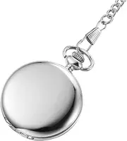 [FOMIYES] 1Pc Retro Smooth Pocket Watch Classic Alloy Quartz Design Silver for and Unique Long Chain Included for Easy Wear