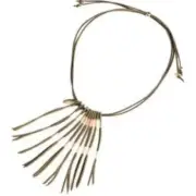 Plunder Design Fashion Trendy Cordelia Jewelry Green LeatherCord Fringe Necklace