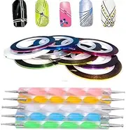 Warm Girl 2way Dotting Pen Marbleizing Tool Nail Striping Tape Tool Kit Set