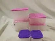 [Tupperware] Clear Mates Set of 6 New Refrigerator or Pantry Storage Pink and Purple
