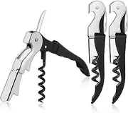 3 Pcs Waiters Friend Bottle Opener, Wine Corkscrew and Wine Opener - Wine Key for Servers with Foil Cutter,Stainless Steel/Black,Thickened Version Wine Corkscrew