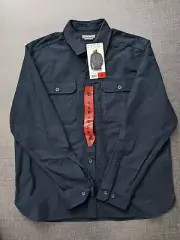NWT Eddie Bauer Mens Double Brushed Chamois Shirt Long Sleeve Medium Blue